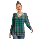 Stewart Old Ancient Tartan Plaid Long Sleeve Neckline Tie Sweatshirt