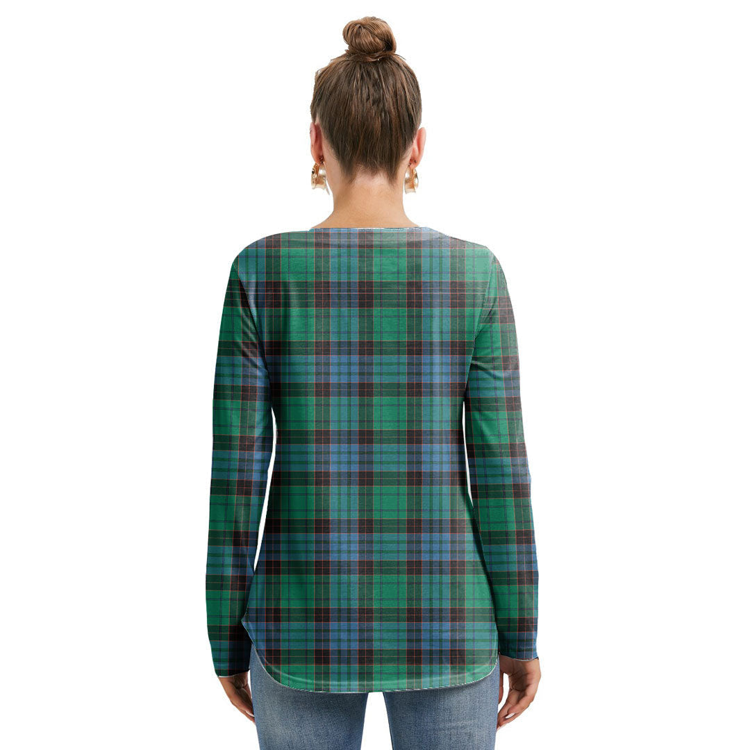 Stewart Old Ancient Tartan Plaid Long Sleeve Neckline Tie Sweatshirt