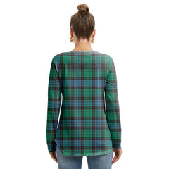 Stewart Old Ancient Tartan Plaid Long Sleeve Neckline Tie Sweatshirt