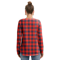 Fraser Modern Tartan Crest Long Sleeve Neckline Tie Sweatshirt