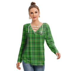 Galloway District Tartan Crest Long Sleeve Neckline Tie Sweatshirt