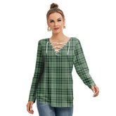 MacDonald Lord of the Isles Hunting Tartan Plaid Long Sleeve Neckline Tie Sweatshirt