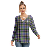 MacDonald Ancient Tartan Crest Long Sleeve Neckline Tie Sweatshirt
