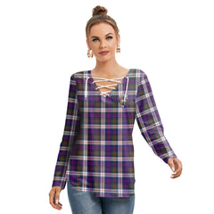 MacDonald Dress Modern Tartan Crest Long Sleeve Neckline Tie Sweatshirt