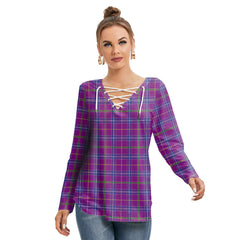Jackson Tartan Plaid Long Sleeve Neckline Tie Sweatshirt