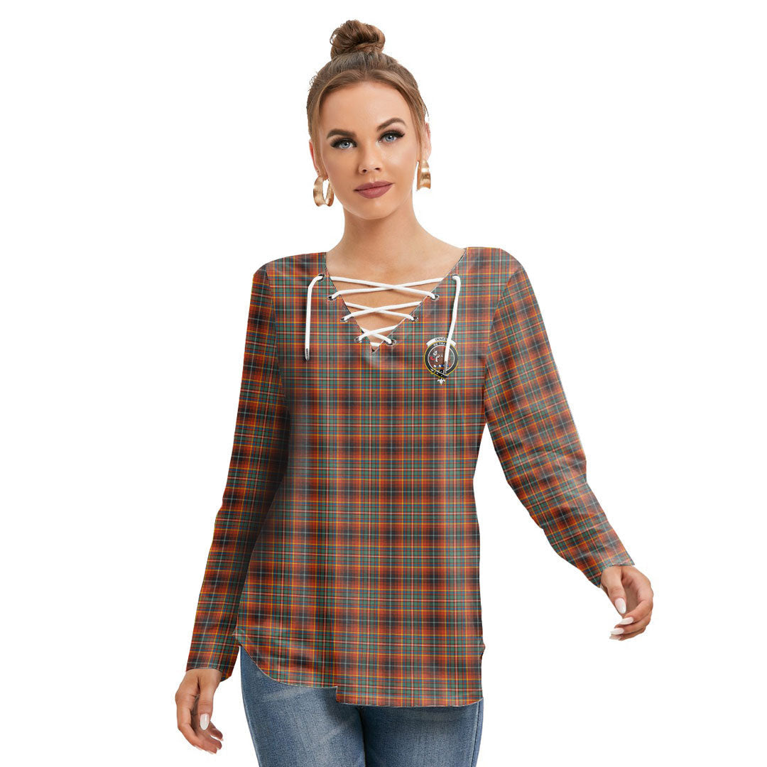 Innes Ancient Tartan Crest Long Sleeve Neckline Tie Sweatshirt