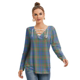 Stewart of Appin Hunting Ancient Tartan Crest Long Sleeve Neckline Tie Sweatshirt