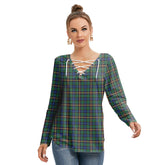 Allison Tartan Plaid Long Sleeve Neckline Tie Sweatshirt