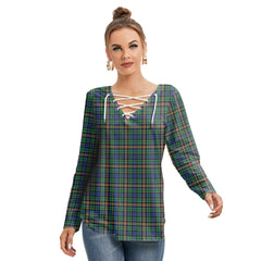 Allison Tartan Plaid Long Sleeve Neckline Tie Sweatshirt
