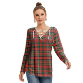 Stewart Royal Modern Tartan Plaid Long Sleeve Neckline Tie Sweatshirt