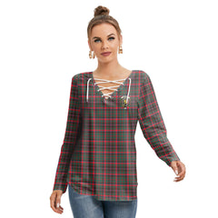 Cumming Hunting Modern Tartan Crest Long Sleeve Neckline Tie Sweatshirt