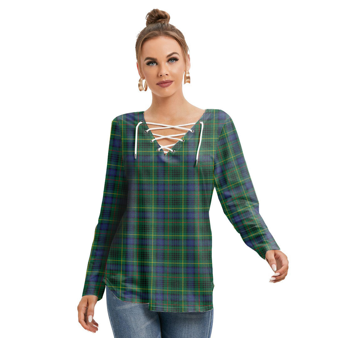 Stewart Hunting Modern Tartan Plaid Long Sleeve Neckline Tie Sweatshirt