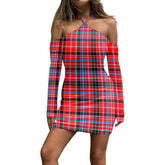 Aberdeen District Tartan Plaid Halter Lace-up Dress