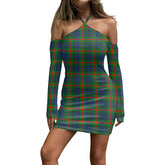Aiton Tartan Plaid Halter Lace-up Dress