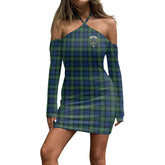 Forbes Ancient Tartan Crest Halter Lace-up Dress