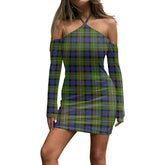 Fergusson Modern Tartan Plaid Halter Lace-up Dress