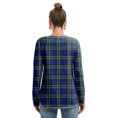 Arbuthnot Modern Tartan Plaid Long Sleeve Neckline Tie Sweatshirt