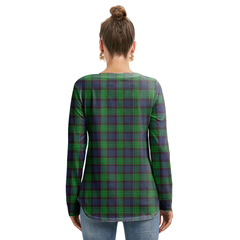 Stewart Old Modern Tartan Plaid Long Sleeve Neckline Tie Sweatshirt