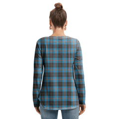 Angus Ancient Tartan Plaid Long Sleeve Neckline Tie Sweatshirt