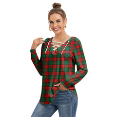 Stewart Atholl Modern Tartan Plaid Long Sleeve Neckline Tie Sweatshirt