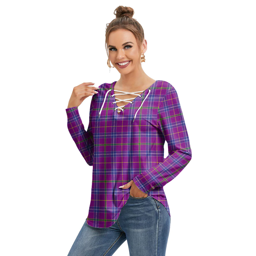 Jackson Tartan Plaid Long Sleeve Neckline Tie Sweatshirt