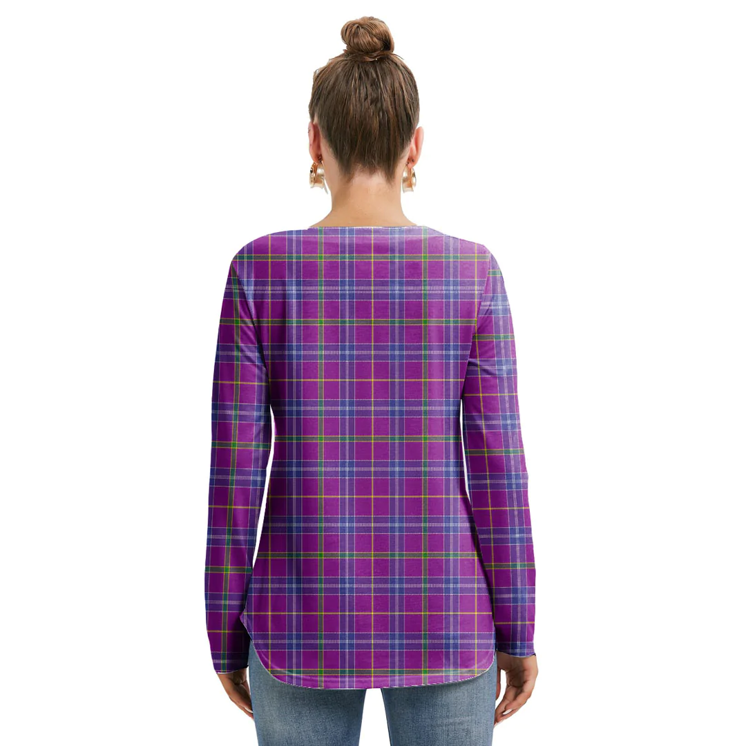 Jackson Tartan Plaid Long Sleeve Neckline Tie Sweatshirt