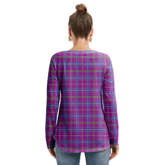 Jackson Tartan Plaid Long Sleeve Neckline Tie Sweatshirt