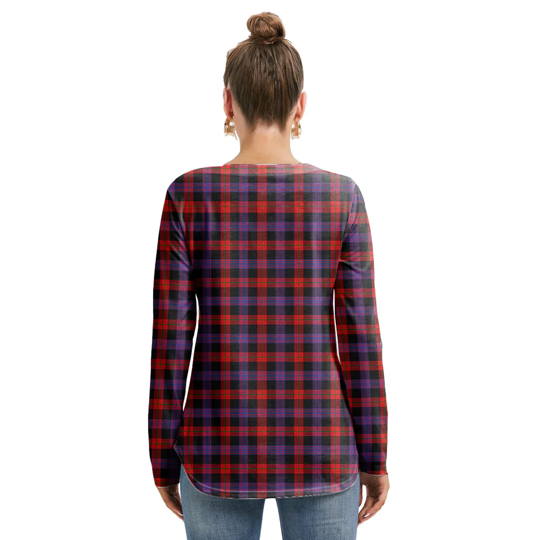Brown Modern Tartan Plaid Long Sleeve Neckline Tie Sweatshirt