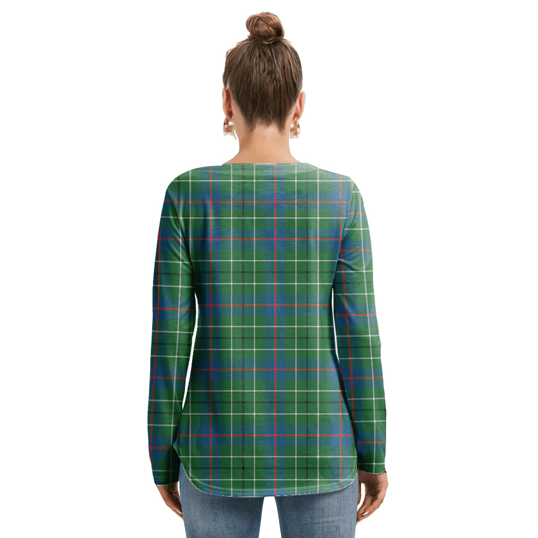 Duncan Ancient Tartan Plaid Long Sleeve Neckline Tie Sweatshirt