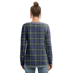 Baird Modern Tartan Plaid Long Sleeve Neckline Tie Sweatshirt