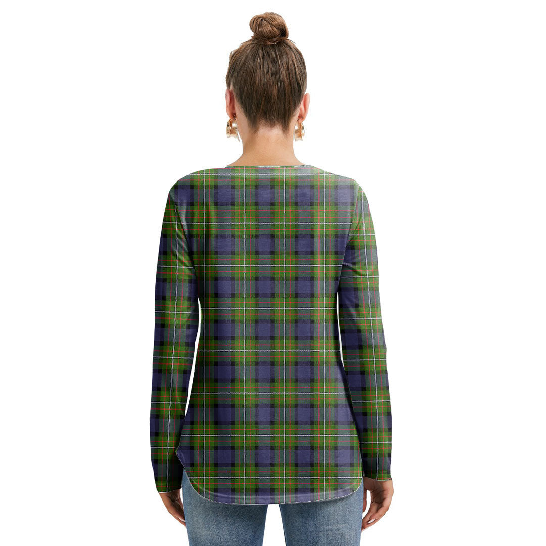 Fergusson Modern Tartan Plaid Long Sleeve Neckline Tie Sweatshirt