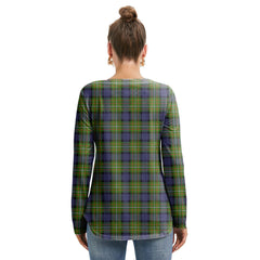 Fergusson Modern Tartan Plaid Long Sleeve Neckline Tie Sweatshirt