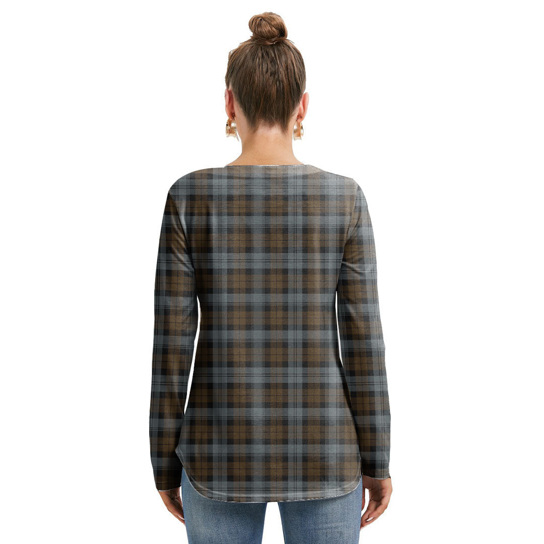 BlackWatch Weathered Tartan Plaid Long Sleeve Neckline Tie Sweatshirt