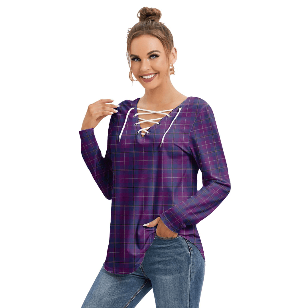 Pride of Glencoe Tartan Plaid Long Sleeve Neckline Tie Sweatshirt