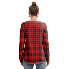 Ettrick District Tartan Plaid Long Sleeve Neckline Tie Sweatshirt