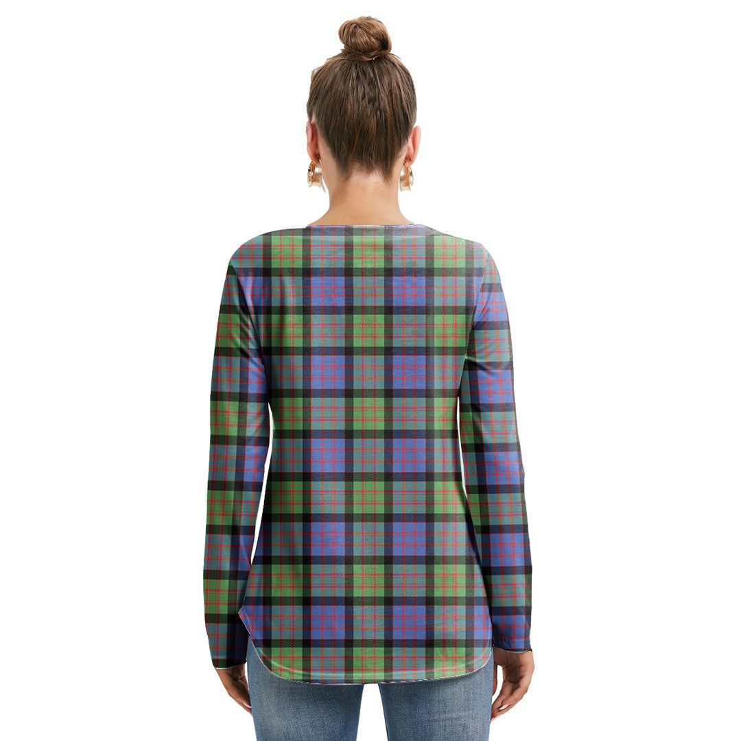 MacDonald Ancient Tartan Plaid Long Sleeve Neckline Tie Sweatshirt