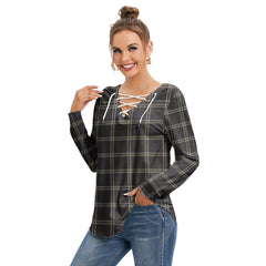 Eternity Tartan Plaid Long Sleeve Neckline Tie Sweatshirt