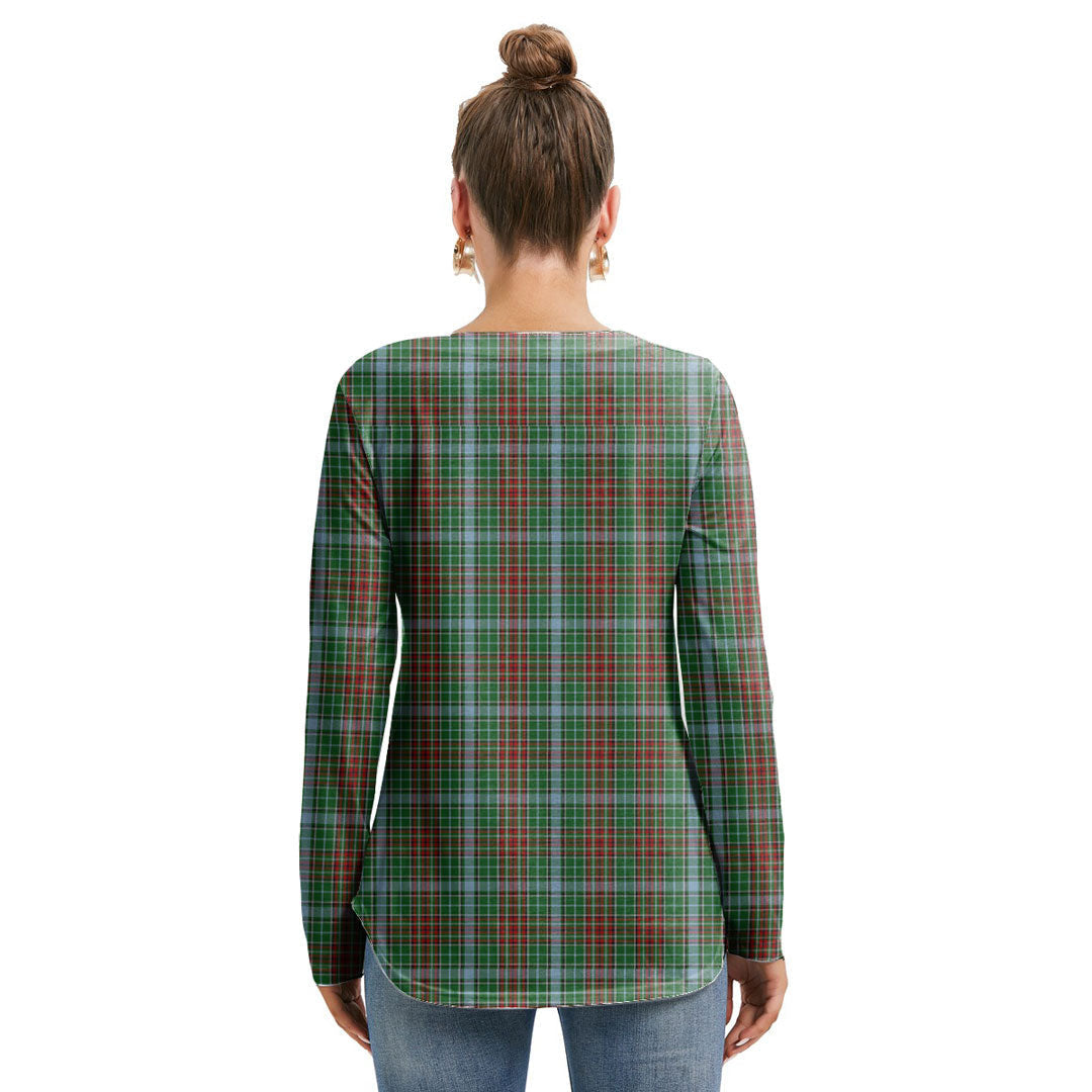 Gayre Tartan Plaid Long Sleeve Neckline Tie Sweatshirt