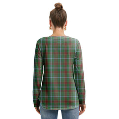 Gayre Tartan Plaid Long Sleeve Neckline Tie Sweatshirt