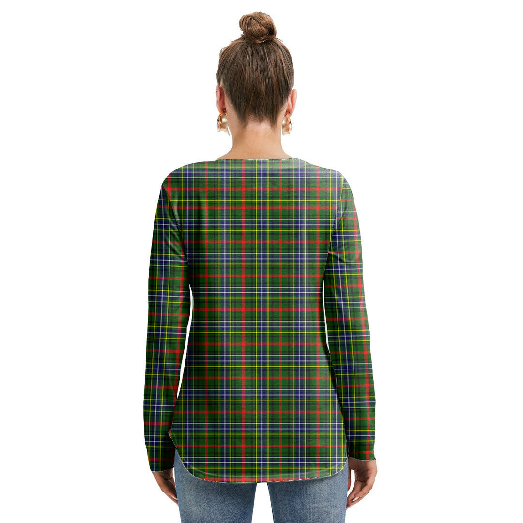 Bisset Tartan Plaid Long Sleeve Neckline Tie Sweatshirt