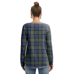 MacPhedran Tartan Plaid Long Sleeve Neckline Tie Sweatshirt