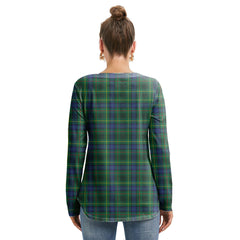 Stewart Hunting Modern Tartan Plaid Long Sleeve Neckline Tie Sweatshirt