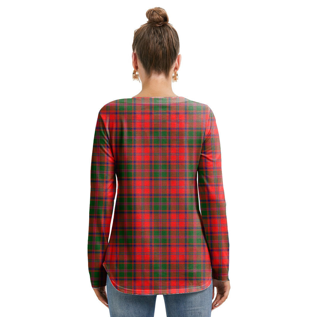 Stewart of Appin Modern Tartan Crest Long Sleeve Neckline Tie Sweatshirt