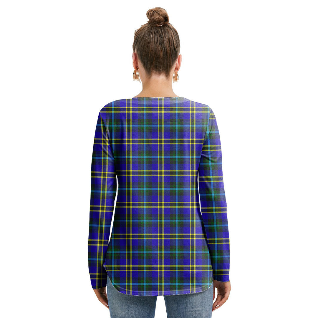 Weir Modern Tartan Crest Long Sleeve Neckline Tie Sweatshirt