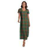 Menzies Green Ancient Tartan Plaid V-neck Dress Side Slit