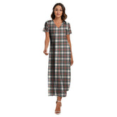 Stewart Dress Ancient Tartan Plaid V-neck Dress Side Slit