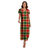 Gibbs Tartan Plaid V-neck Dress Side Slit