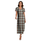 Stewart Dress Ancient Tartan Crest V-neck Dress Side Slit
