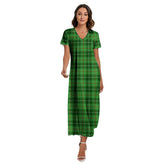 Galloway District Tartan Plaid V-neck Dress Side Slit