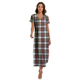 Stewart Dress Modern Tartan Plaid V-neck Dress Side Slit